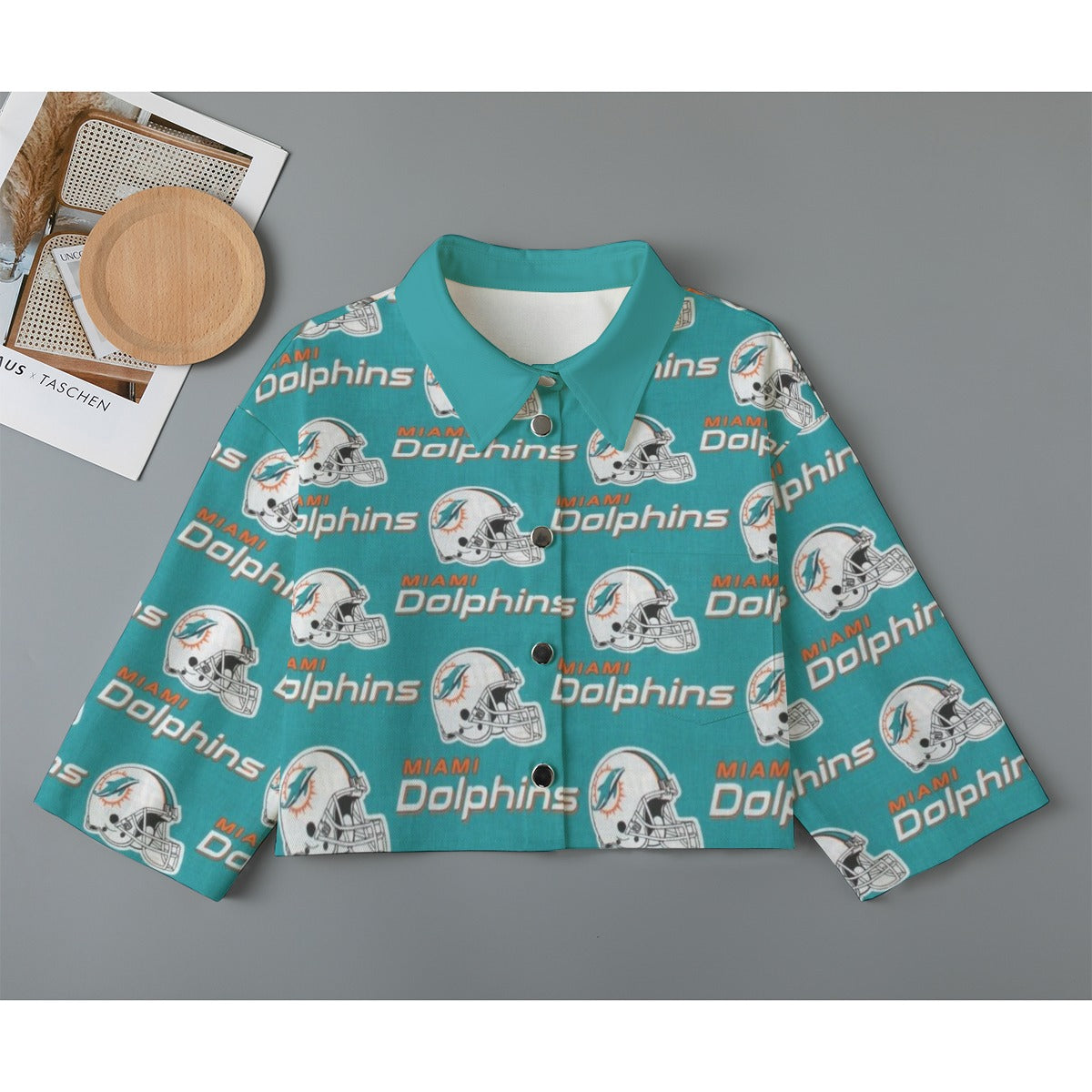 Miami Football Game Day All-Over Print Women's Cropped Jacket | 245GSM Cotton