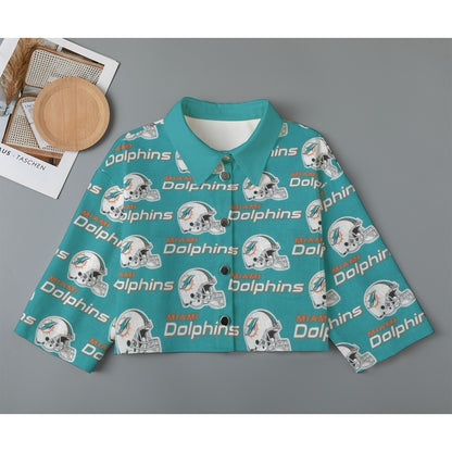 Miami Football Game Day All-Over Print Women's Cropped Jacket | 245GSM Cotton