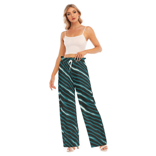 Philadelphia Football Game Day All-Over Print Women's Waist Fungus Edge Wide-leg Pants
