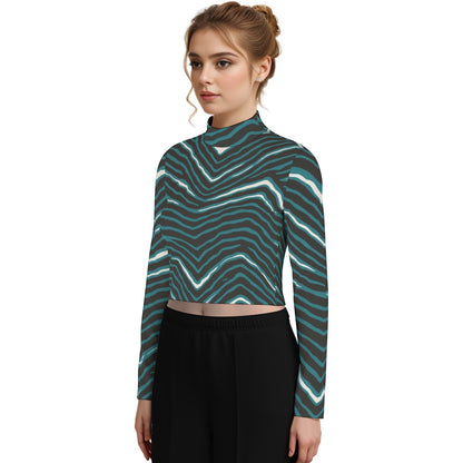 Philadelphia Football Game Day Eco-Friendly All-Over Print Women's Turtleneck T-shirt With Long Sleeve