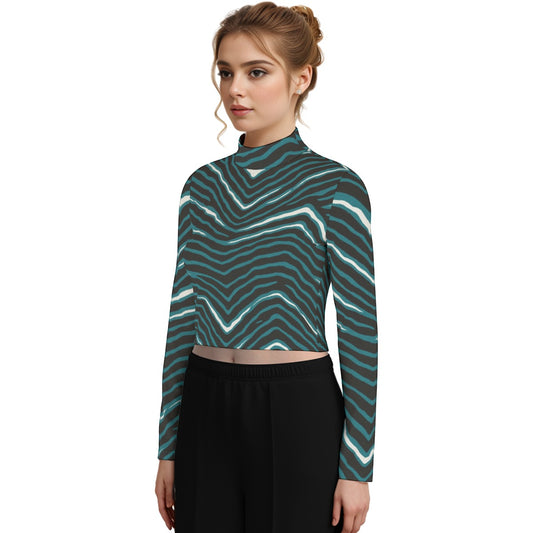 Philadelphia Football Game Day Eco-Friendly All-Over Print Women's Turtleneck T-shirt With Long Sleeve