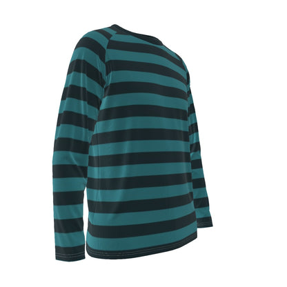 Teal and Black Striped Long Sleeve Shirt – Casual Coastal Style