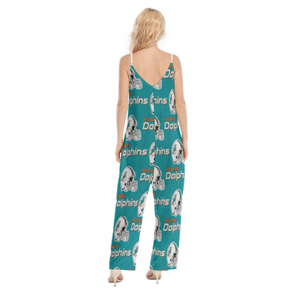 Miami Football Game Day All-Over Print Women's Loose Cami Jumpsuit