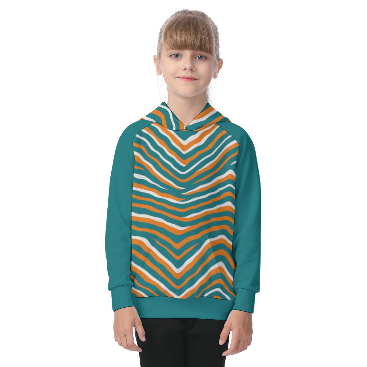 Miami Football Game Day All-Over Print Kid's Raglan Pullover Hoodie