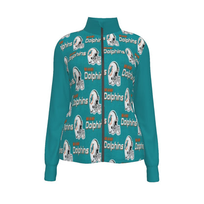 Miami Football Game Day All-Over Print Women's Long Sleeve Thumbhole Jacket|230GSM