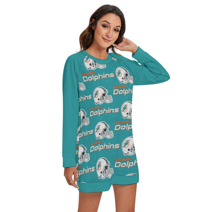 Miami Football Game Day All-Over Print Women's Round Neck Raglan Sleeve Sweater