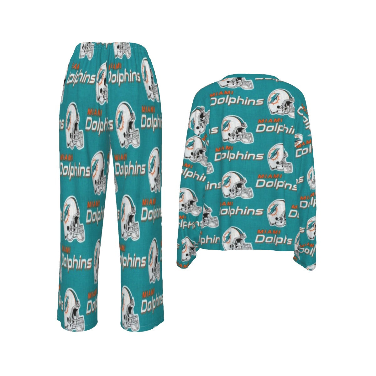 Miami Football Game Day All-Over Print Women's Casual Long-Sleeves Trouser Suit