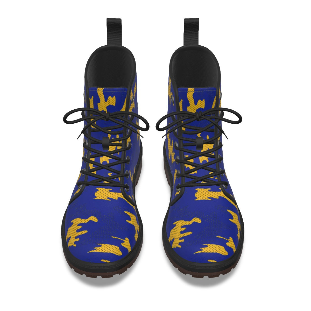 Urban Legend Pittsburgh Blue and Gold Camo Martin Short Boots – Panthers-Inspired Streetwear for Gam