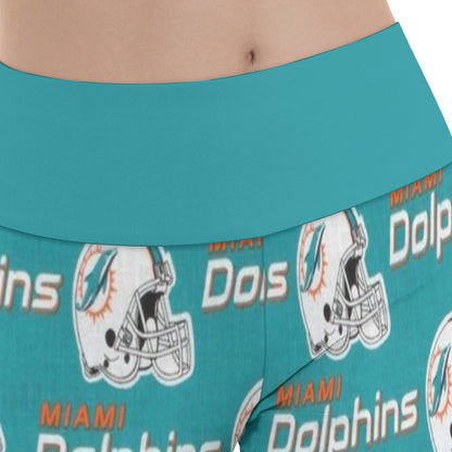 Miami Football Game Day All-Over Print Women's Reversible High-Waisted Yoga Pants