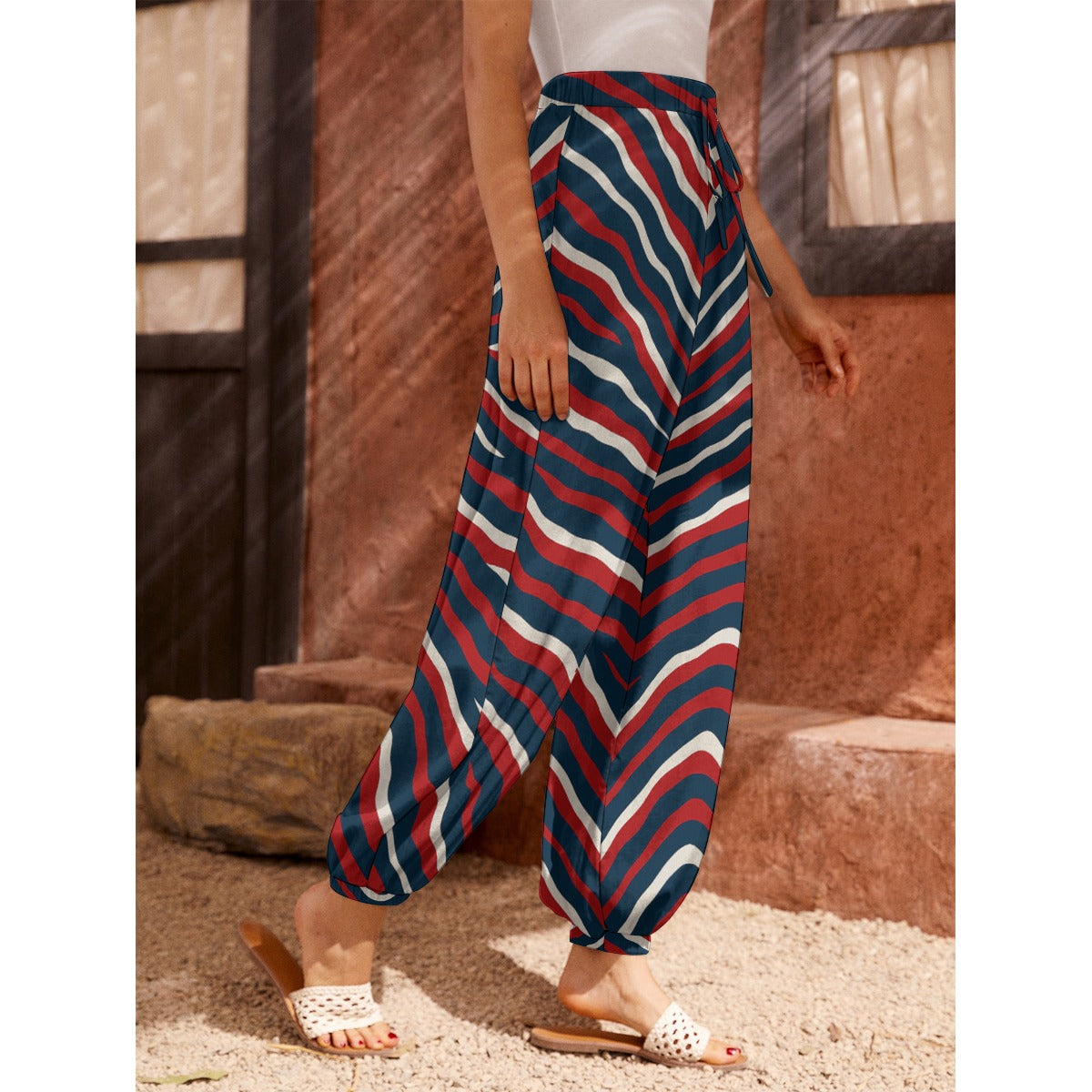 New England Football Game Day All-Over Print Women's Carrot Pants with Pockets