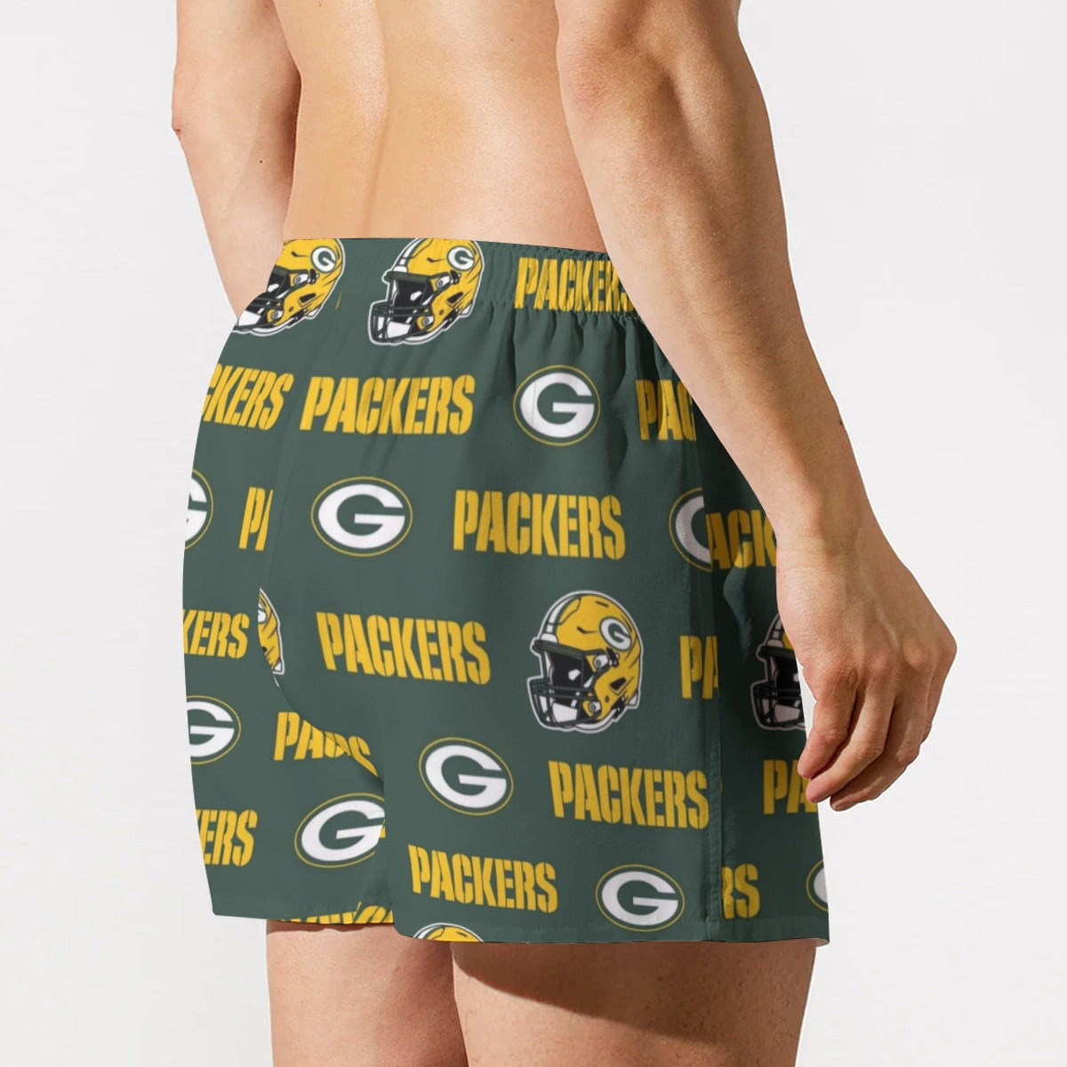 Green Bay Football Game Day All-Over Print Men's Short Boxer Briefs|115GSM Cotton poplin