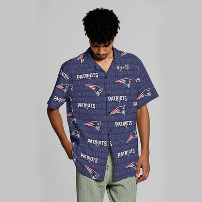 New England Football Game Day All-Over Print Men's Hawaiian Shirt With Button Closure