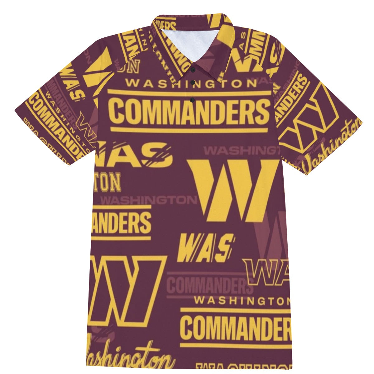 Washington Commanders Men's Short Sleeve Polo Shirt With Button Closure