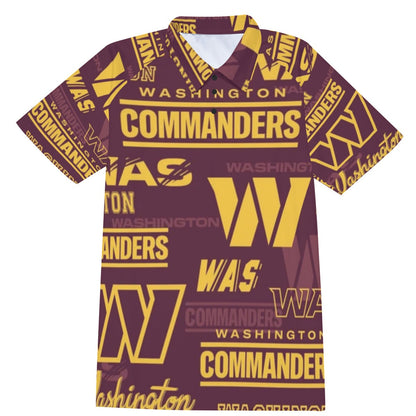 Washington Commanders Men's Short Sleeve Polo Shirt With Button Closure