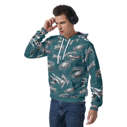 Philadelphia Football Game Day All-Over Print Men's Raglan Pullover Hoodie