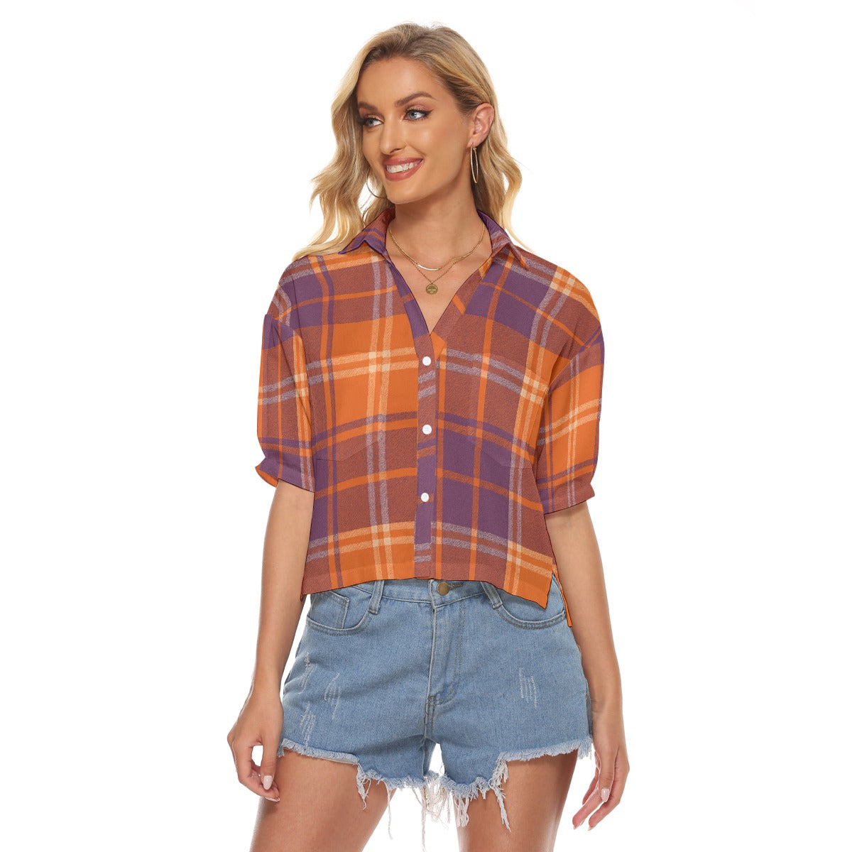 Urban Legend Clemson Tigers Tartan Plaid Women's V-Neck Shirt – Orange and Purple College Heritage S