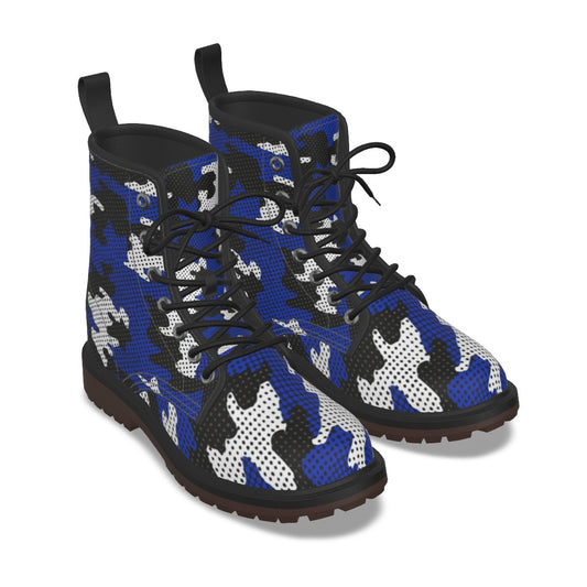 Urban Legend Kentucky Blue and White Camo Martin Short Boots – Wildcats-Inspired Streetwear for Game