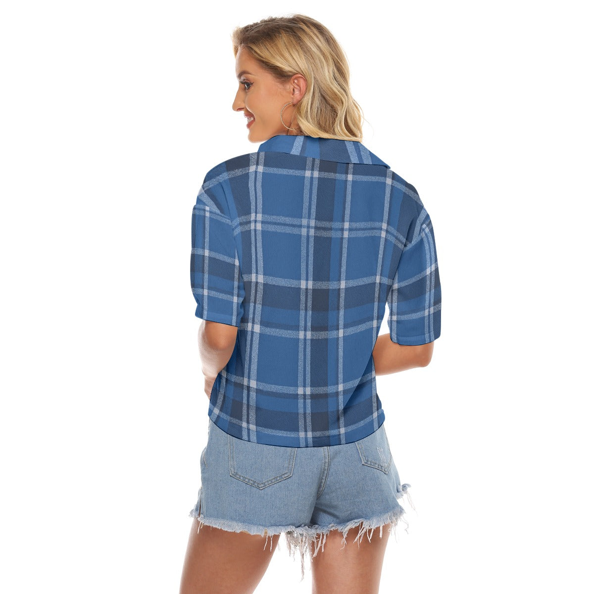 Urban Legend Kentucky Wildcats Tartan Plaid Women's V-Neck Shirt – Blue and White College Streetwear