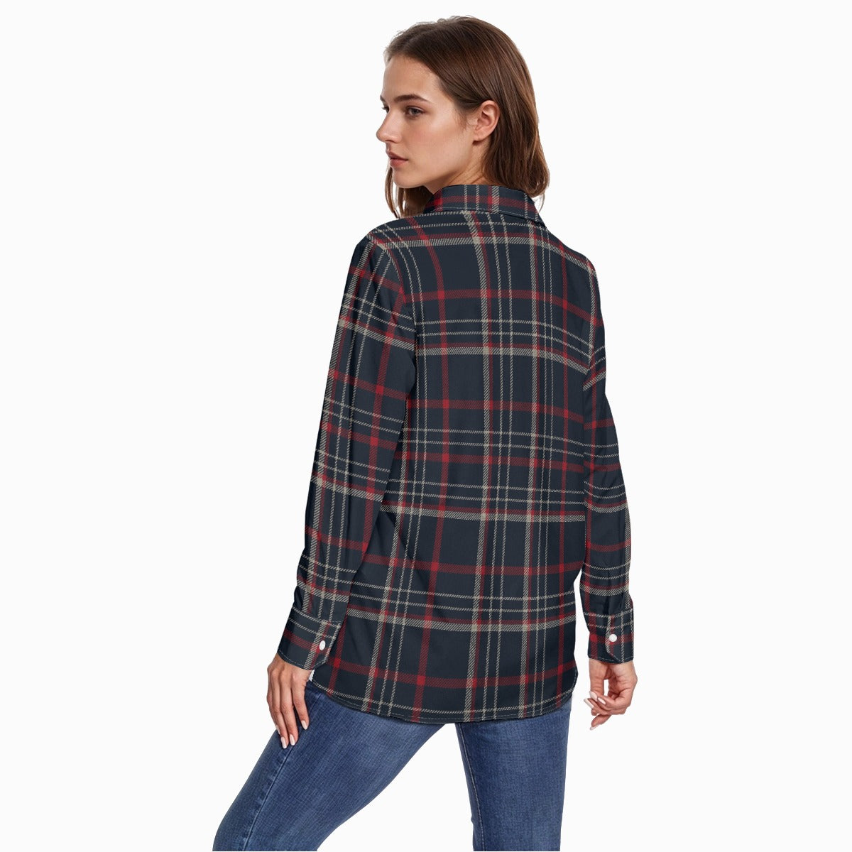 Connecticut tartan plaid Women's Comfort Shirt With Button|125GSM Cotton