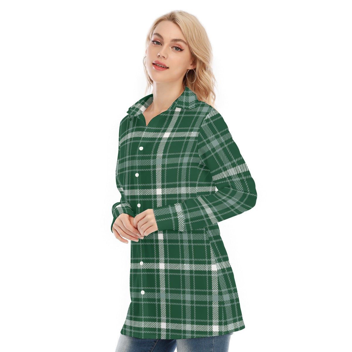 Michigan State Tartan Plaid Spartans Women's Long Shirt |115GSM Cotton poplin
