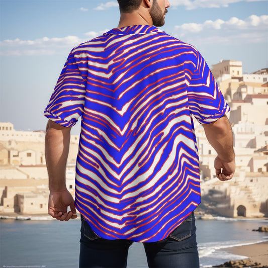 Buffalo Bills Zubaz Men's Short Sleeve Baseball Jersey With Pinstripes