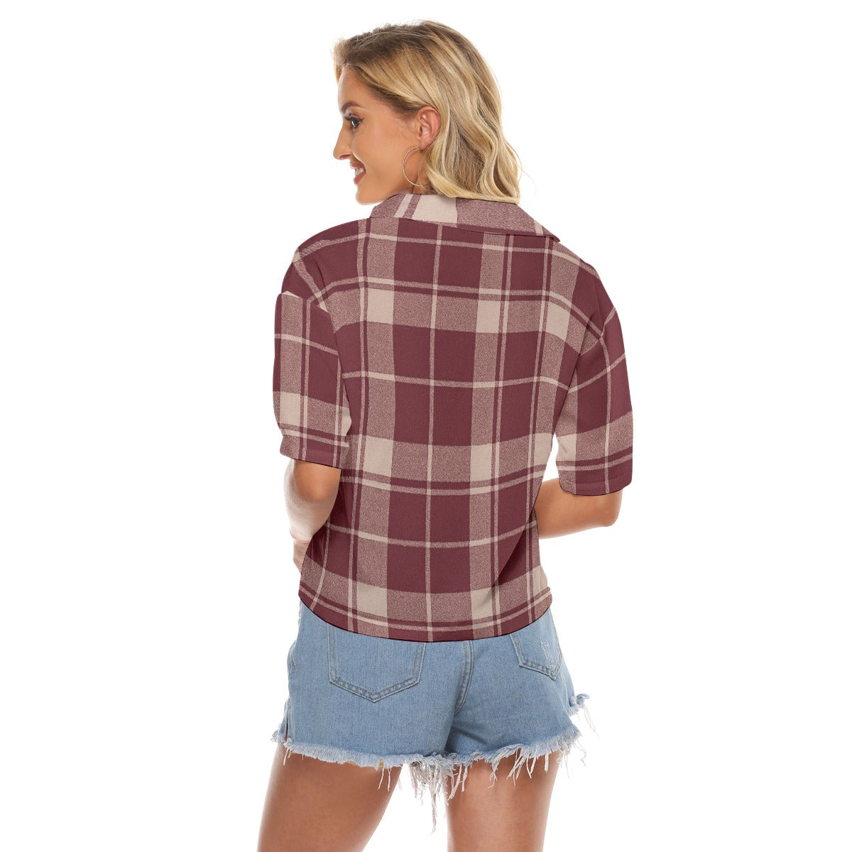 Urban Legend Texas A&M Aggies Tartan Plaid Women's V-Neck Shirt – Maroon and White College Streetwea