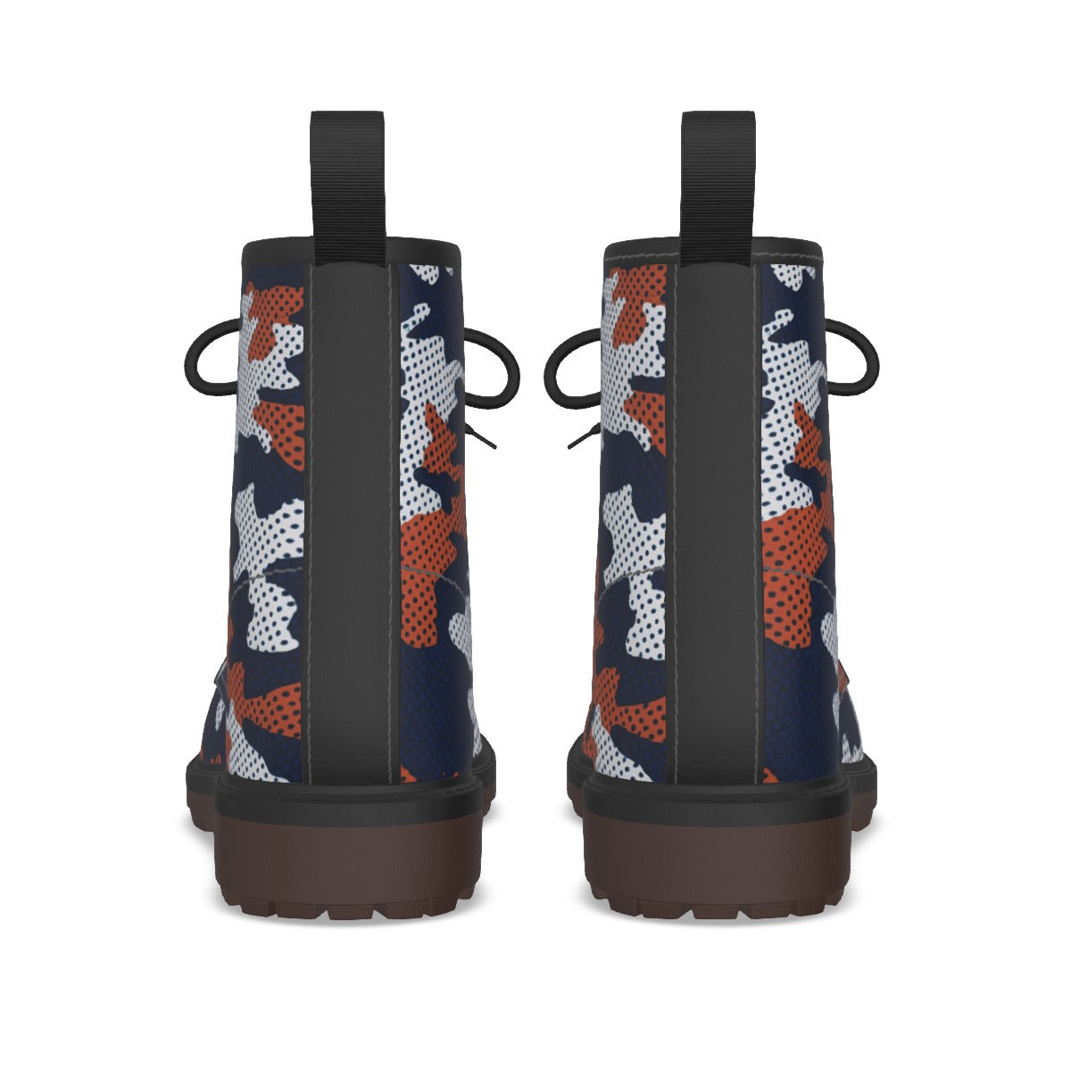 Urban Legend Auburn Navy and Orange Camo Martin Short Boots – Bold College Streetwear for Game Day