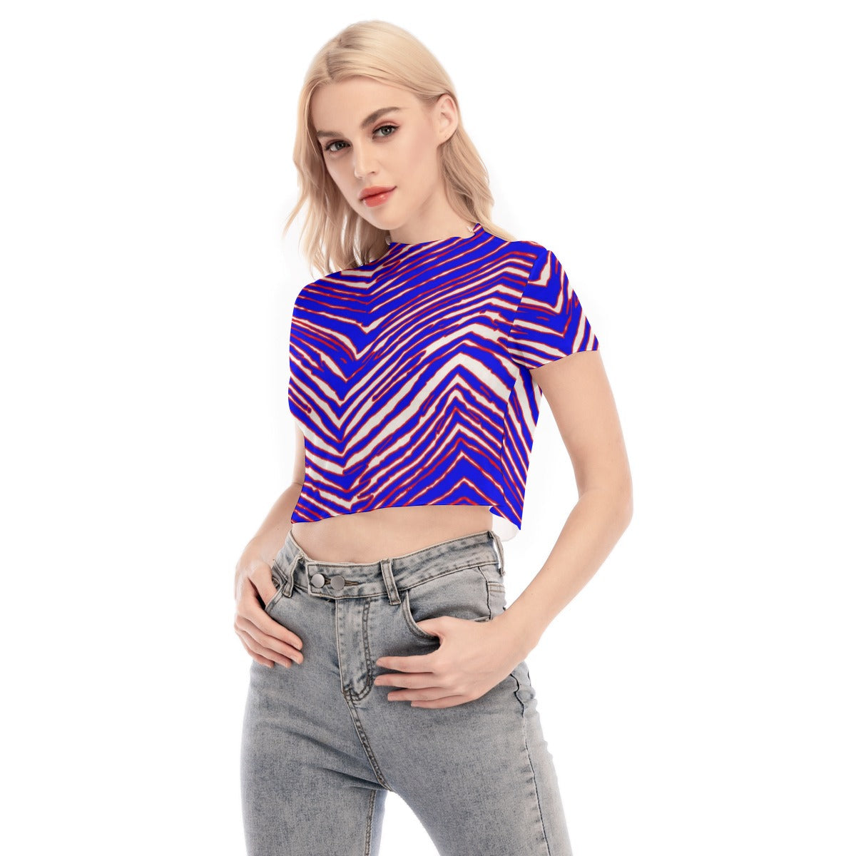 Buffalo Bills Zubaz Women's Short Sleeves Mesh Crop Top