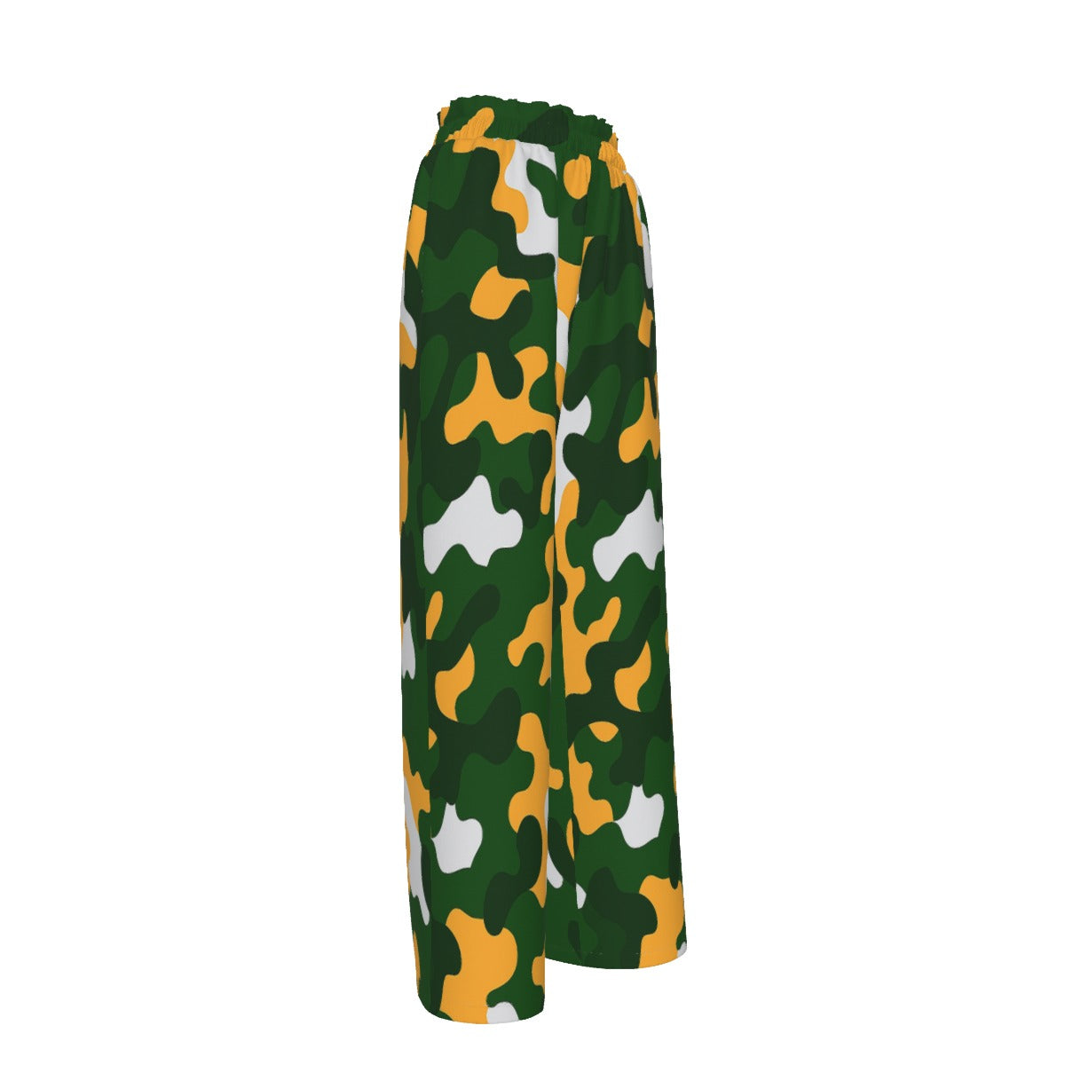 Green Bay Football Game Day All-Over Print Women's Faux Silk Wide-Leg Pants