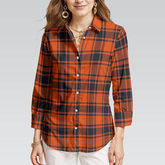 Illinois Urbana - Fighting Illini Tartan Plaid Women's 3/4 Sleeve Shirt