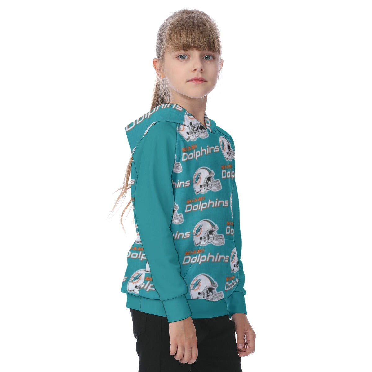 Miami Football Game Day All-Over Print Kid's Raglan Pullover Hoodie