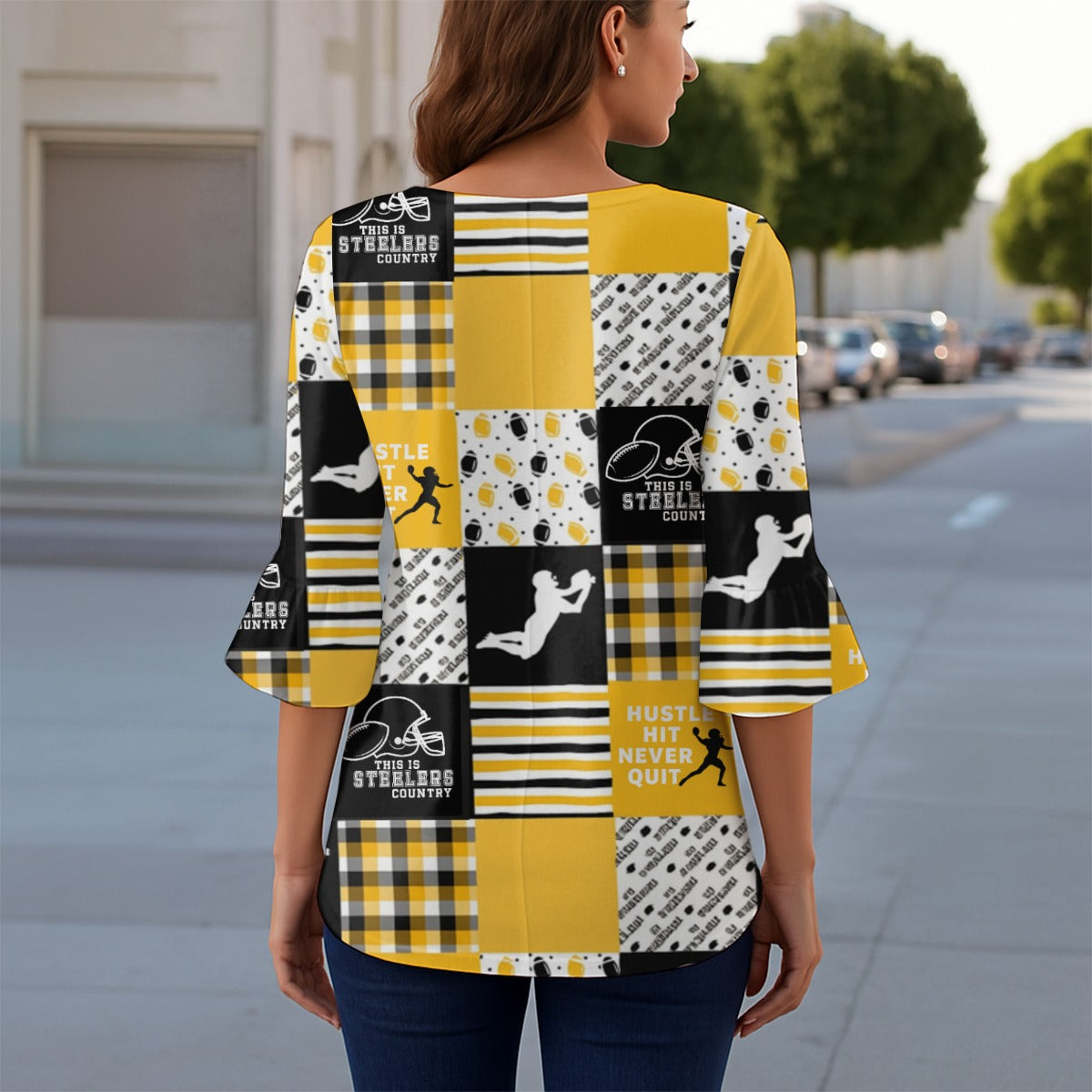 All-Over Print Women's T-shirt With 3/4 Sleeve