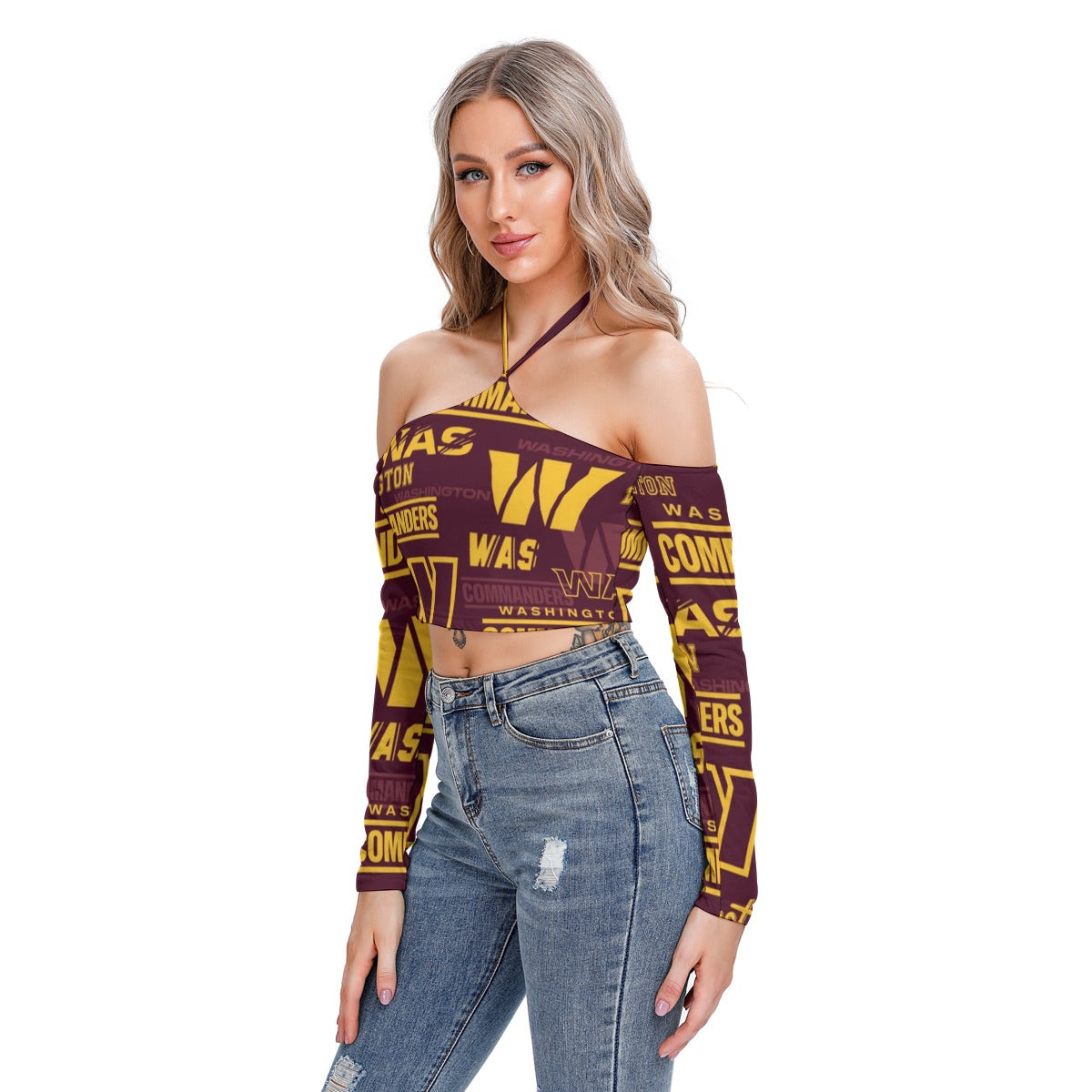 Washington Commanders Women's Halter Lace-up Top