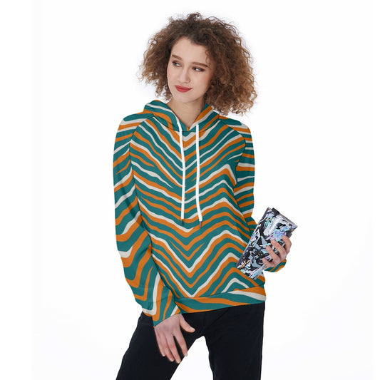 Miami Football Game Day All-Over Print Women's Raglan Pullover Hoodie