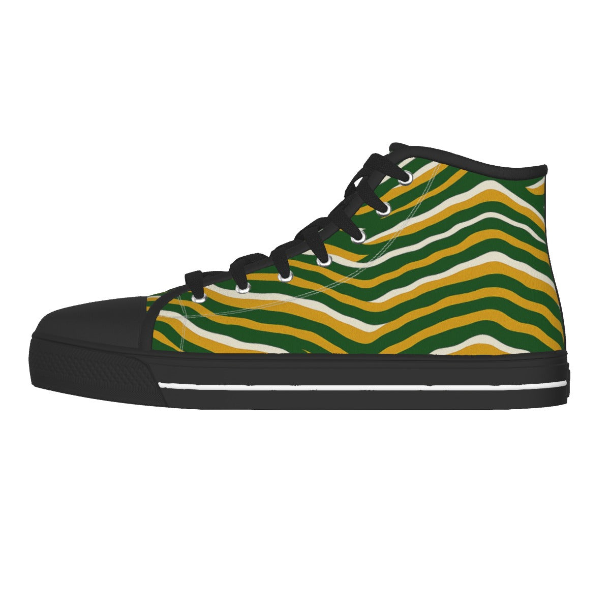 Green Bay Football Game Day Men's Black Sole Canvas Shoes