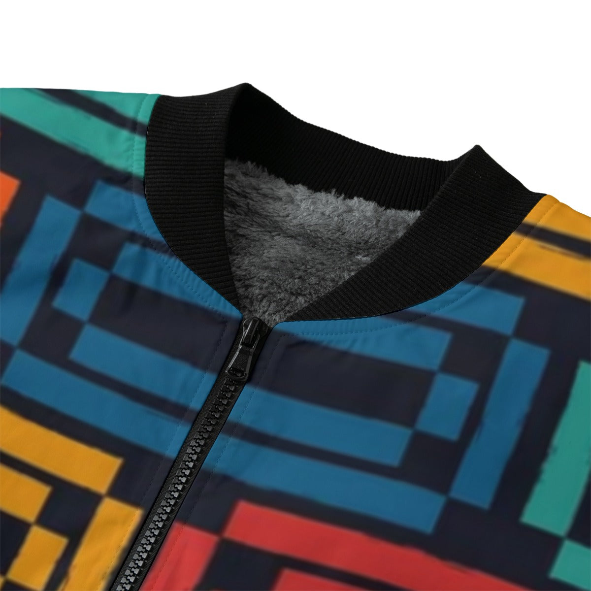 BoomBox Vibes Brick Wall Motif Handdrawn Classic Fleece Bomber Jacket – Graffiti Streetwear