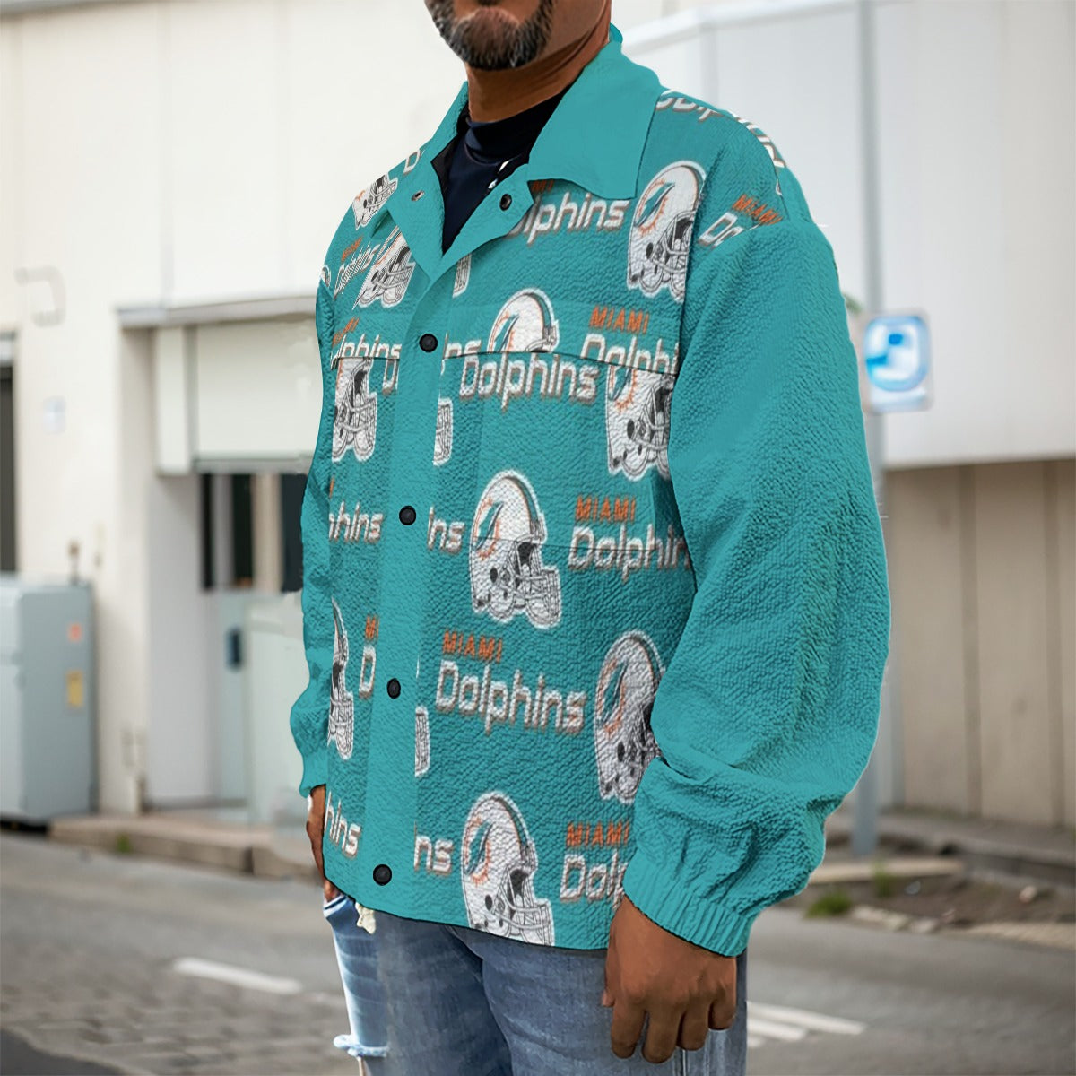 Miami Football Game Day All-Over Print Men's Casual Lapel Jacket