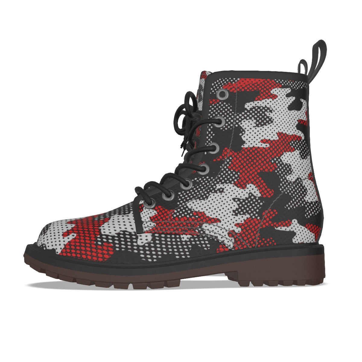Urban Legend Georgia Red and Black Camo Martin Short Boots – Bulldogs-Inspired Game Day Streetwear