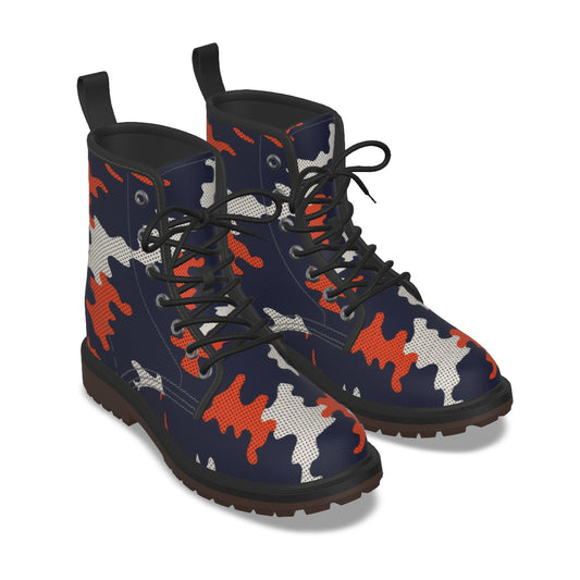 Urban Legend Illinois Urbana Orange and Blue Camo Martin Short Boots – Fighting Illini-Inspired Stre