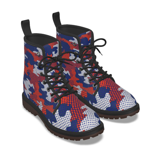 Urban Legend Florida Orange and Blue Camo Martin Short Boots – Gators-Inspired Streetwear for Game D