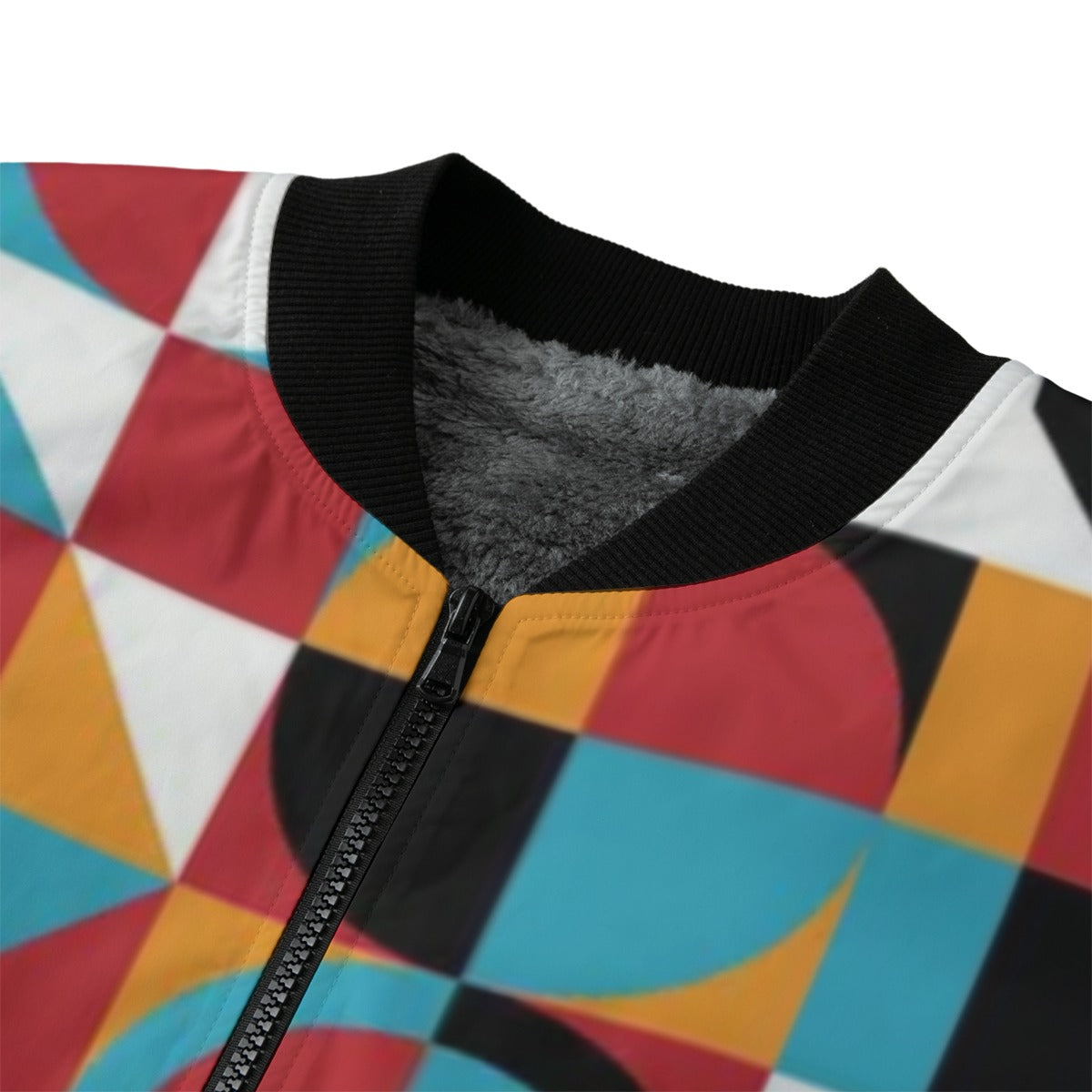 Urban Legend 90s Street Icons Neo-Bauhaus Geometric Seamless Pattern Fleece Bomber Jacket