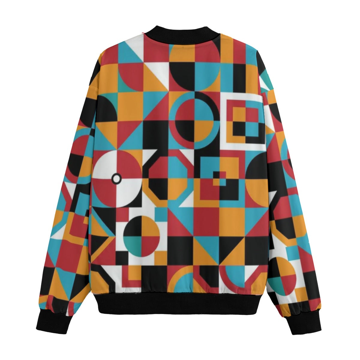 Urban Legend 90s Street Icons Neo-Bauhaus Geometric Seamless Pattern Fleece Bomber Jacket