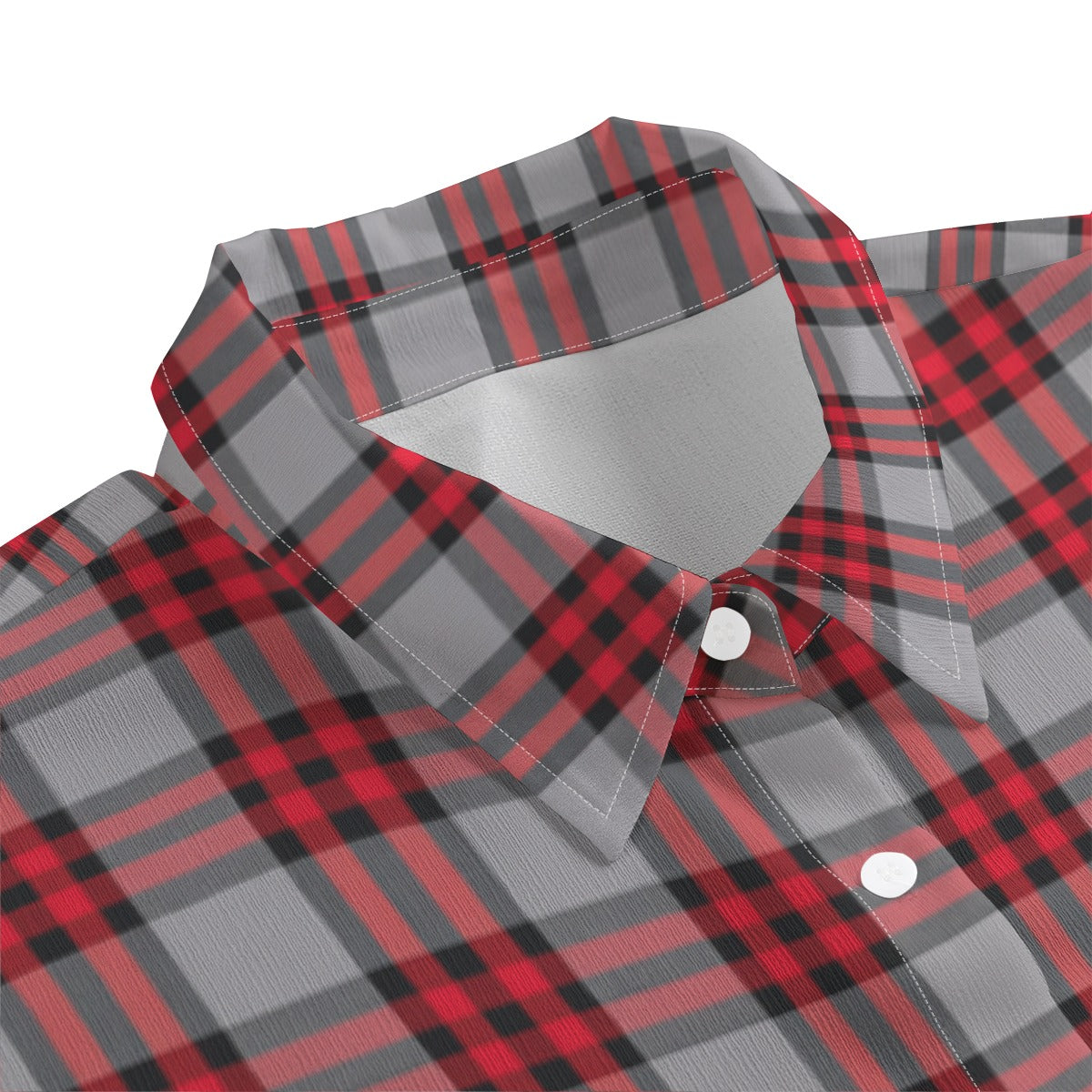 Ohio State Tartan Plaid Buckeyes Women's Chiffon Shirt With Elbow Sleeve