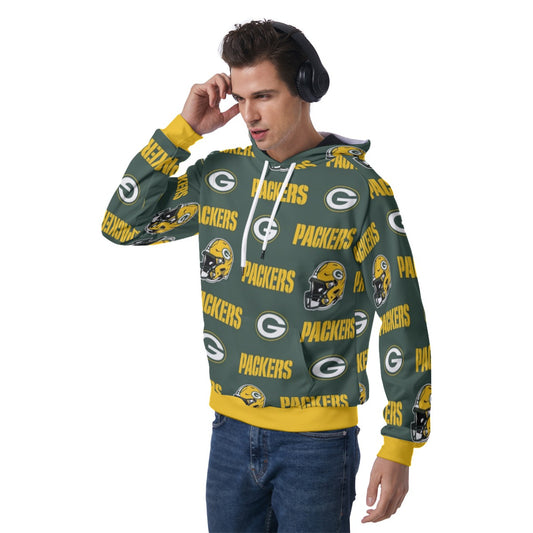 Green Bay Football Game Day All-Over Print Men's Raglan Pullover Hoodie