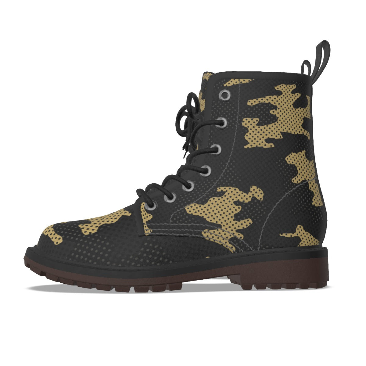 Urban Legend Colorado Boulder Gold and Black Camo Martin Short Boots – Bold Buffaloes-Inspired Stree
