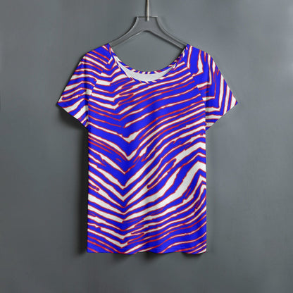 Buffalo Bills Zubaz Women's Round Neck T-shirt With Raglan Sleeve