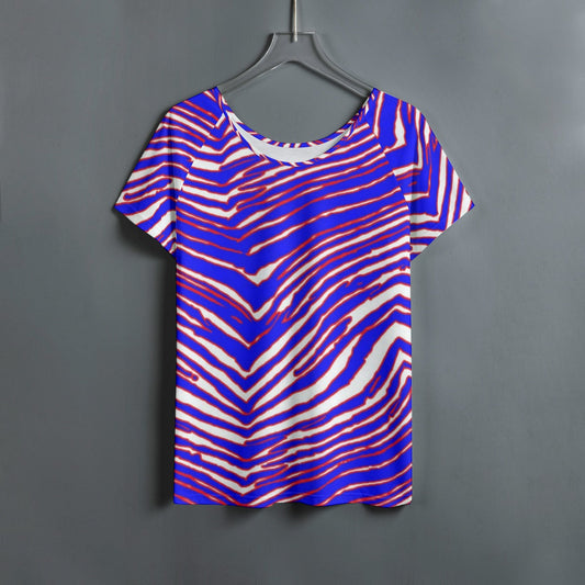 Buffalo Bills Zubaz Women's Round Neck T-shirt With Raglan Sleeve