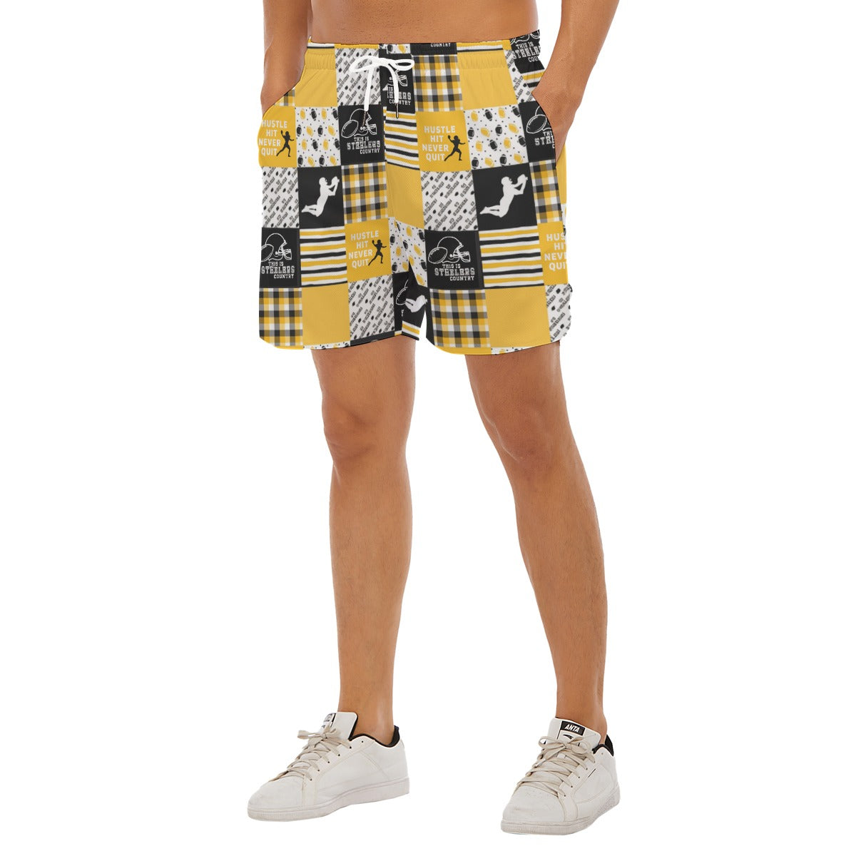 Pittsburgh Steelers All-Over Print Men's Side Split Running Sport Shorts