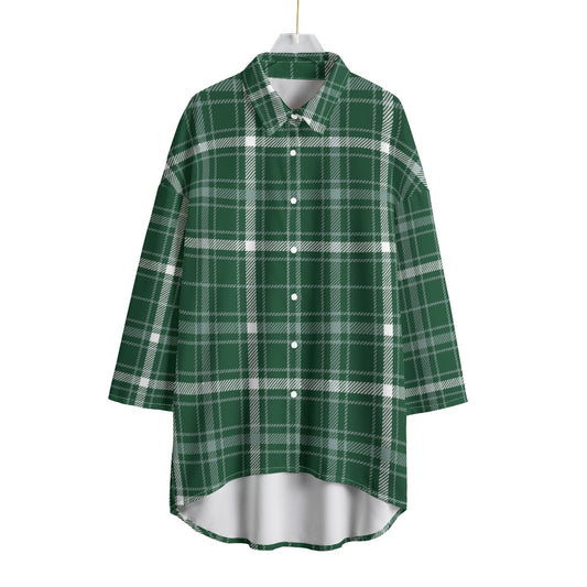 Michigan State Tartan Plaid Spartans Women's Chiffon Shirt With Elbow Sleeve