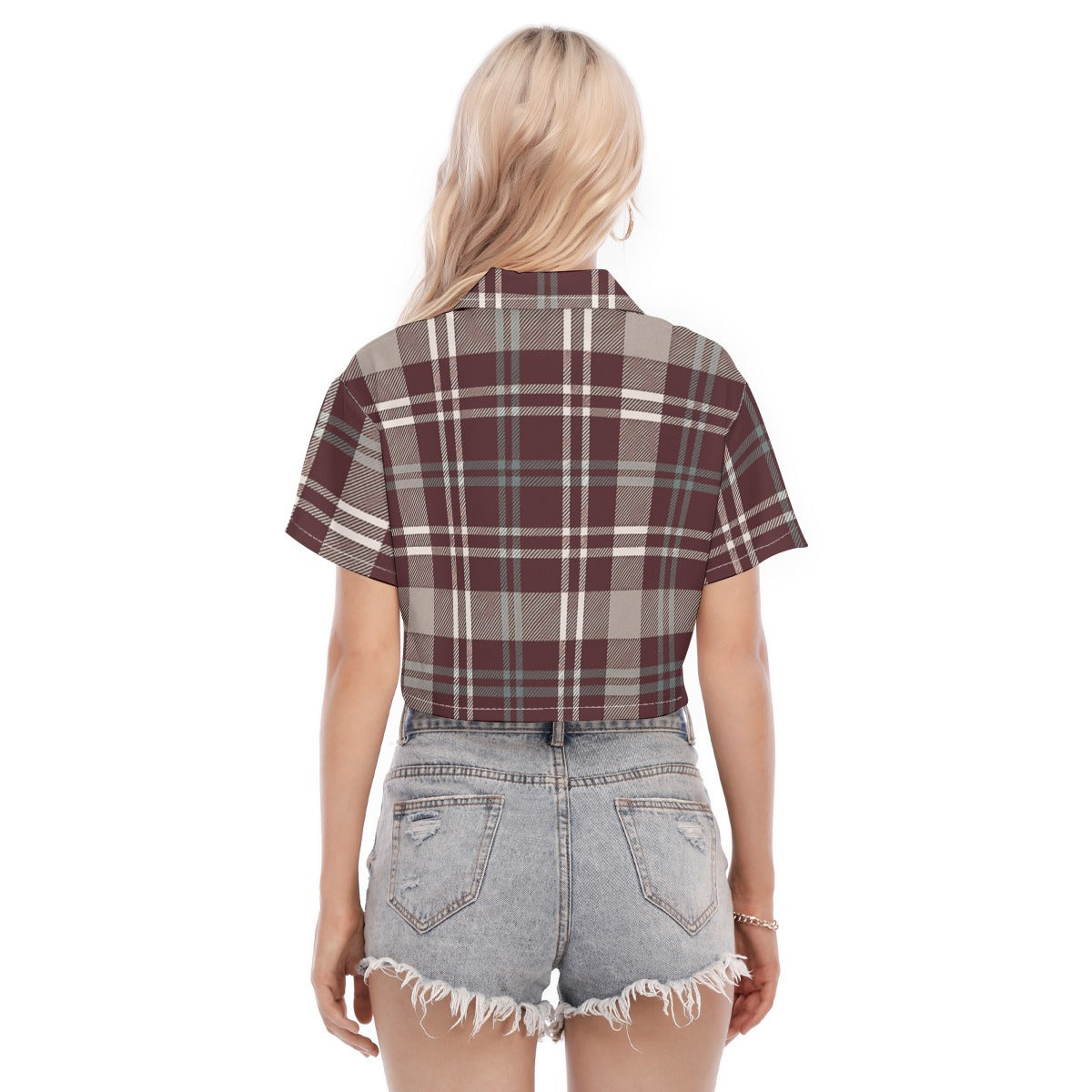 Texas Tartan Plaid A&M - Aggies  Women's Cropped Shirt